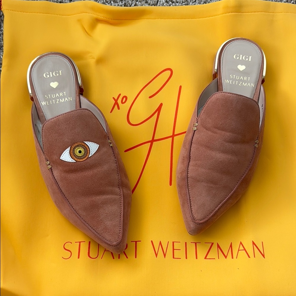 Stuart Weitzman Brown Suede Mules